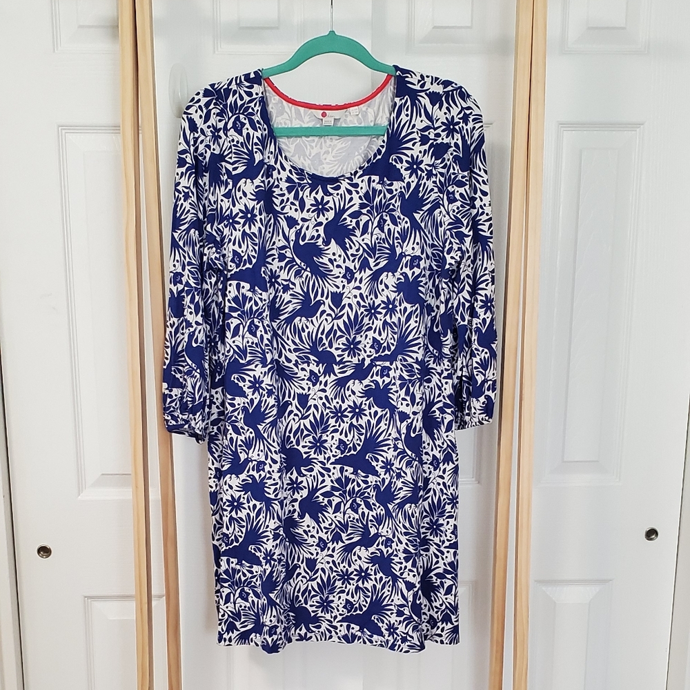 Boden Blue and White Etoile Shirt Dress